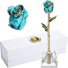 Eternal Elegance: 24K Gold-Dipped Real Rose with Stand