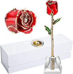 Eternal Elegance: 24K Gold-Dipped Real Rose with Stand