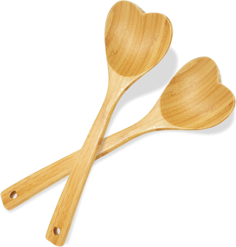 Bamboo Heart Shaped Spoon Set