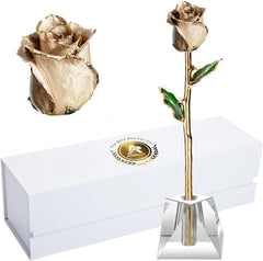 Eternal Elegance: 24K Gold-Dipped Real Rose with Stand