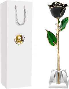 Eternal Elegance: 24K Gold-Dipped Real Rose with Stand