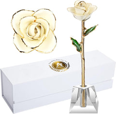 Eternal Elegance: 24K Gold-Dipped Real Rose with Stand