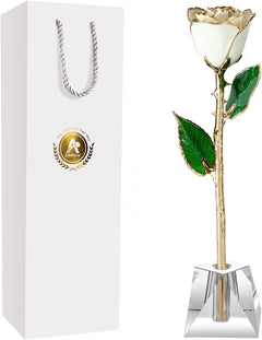 Eternal Elegance: 24K Gold-Dipped Real Rose with Stand