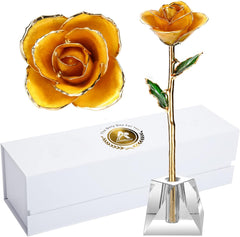 Eternal Elegance: 24K Gold-Dipped Real Rose with Stand