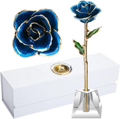 Eternal Elegance: 24K Gold-Dipped Real Rose with Stand