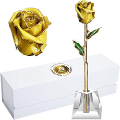 Eternal Elegance: 24K Gold-Dipped Real Rose with Stand