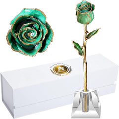 Eternal Elegance: 24K Gold-Dipped Real Rose with Stand