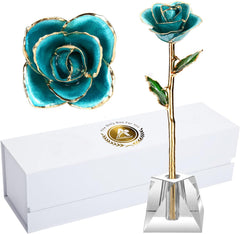 Eternal Elegance: 24K Gold-Dipped Real Rose with Stand