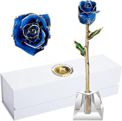 Eternal Elegance: 24K Gold-Dipped Real Rose with Stand