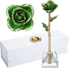 Eternal Elegance: 24K Gold-Dipped Real Rose with Stand