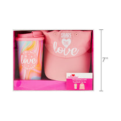 Valentine's Day Coffee Tumbler with Lid and Ball Cap Gift Set