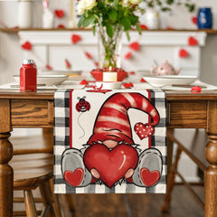 Buffalo Plaid Gnome Valentine Table Runner