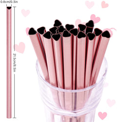 Heart Shaped Metal Straws with 2 Cleaning Brushes 