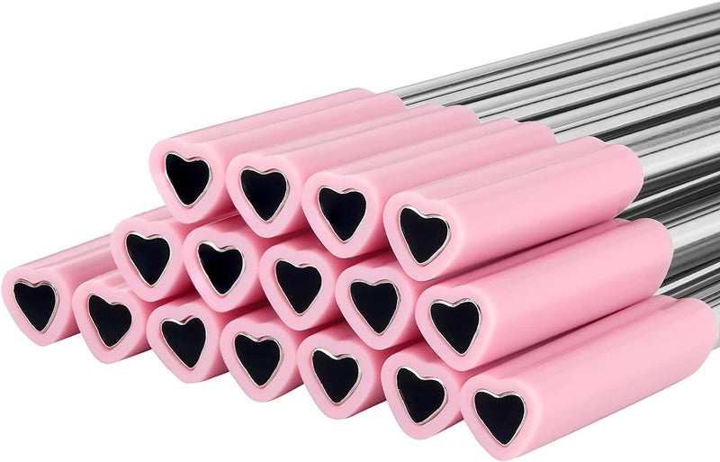 Heart Shaped Stainless Steel Straws with Silicone Tips + Bonus Cleaning Brush