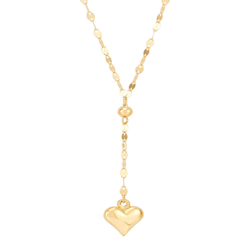 10K Yellow Gold Lariat Heart Necklace