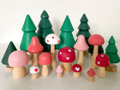 Valentines Day Mushrooms - Set of 6